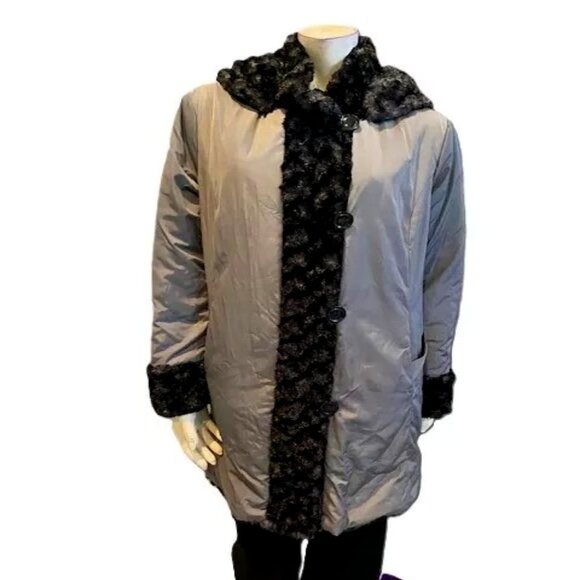 Hal Rubenstein "The Lara" Grey/Black Reversible Coat Two Coats in One! (XL) NWT - Picture 6 of 6